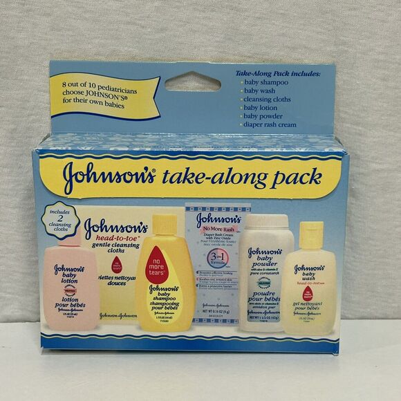 Vintage 2003 Johnsons's Baby Take-Along Pack Powder Bath Shampoo Lotion Bottle - Picture 1 of 3